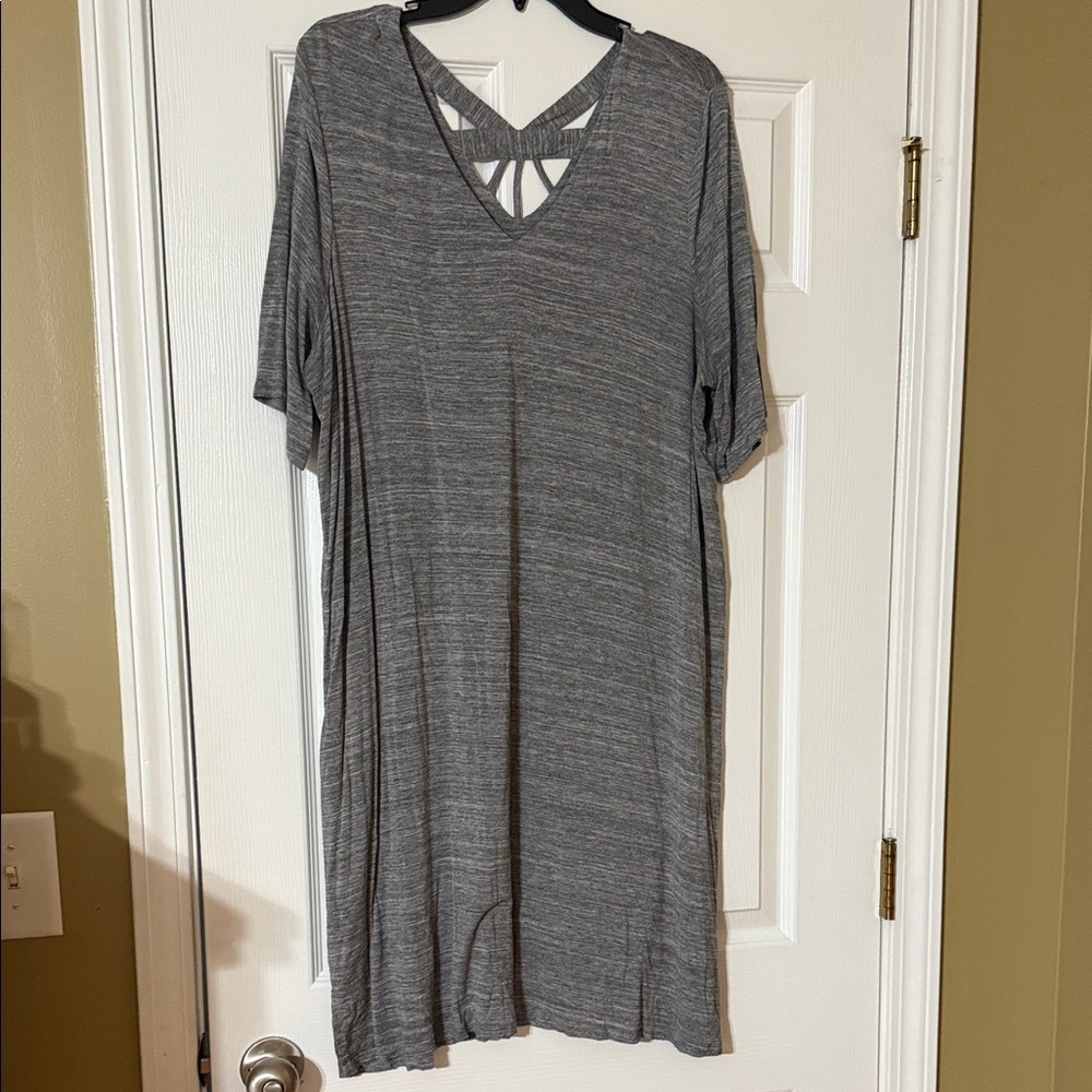 New Directions Gray V-Neck Dress XL